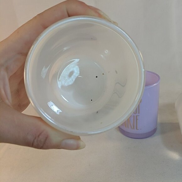 Rae Dunn 3 Set Makeup Junkie Brushes Glass Cup Holders Flawless White Purple - Picture 11 of 15